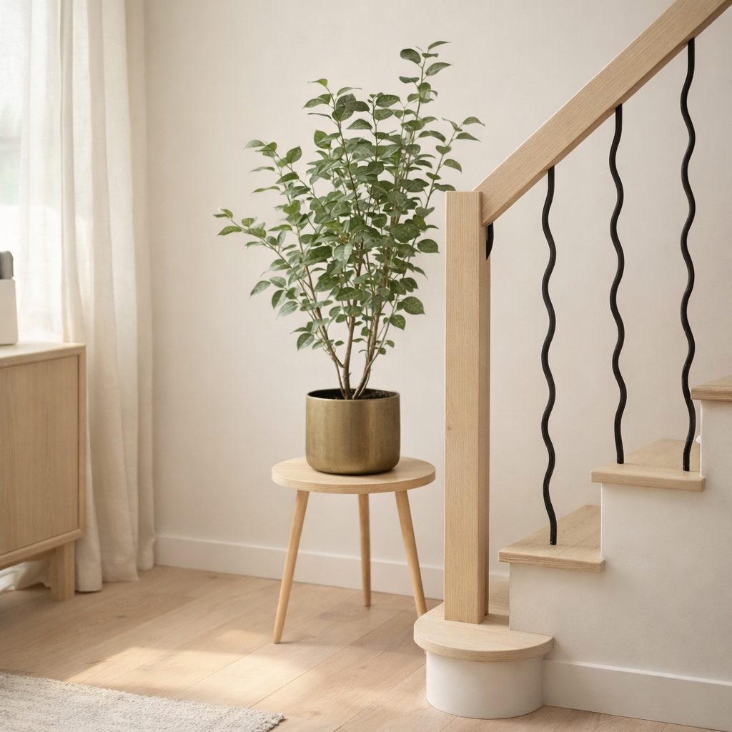 Pot de fleurs intérieur Benson Gris clair en situation