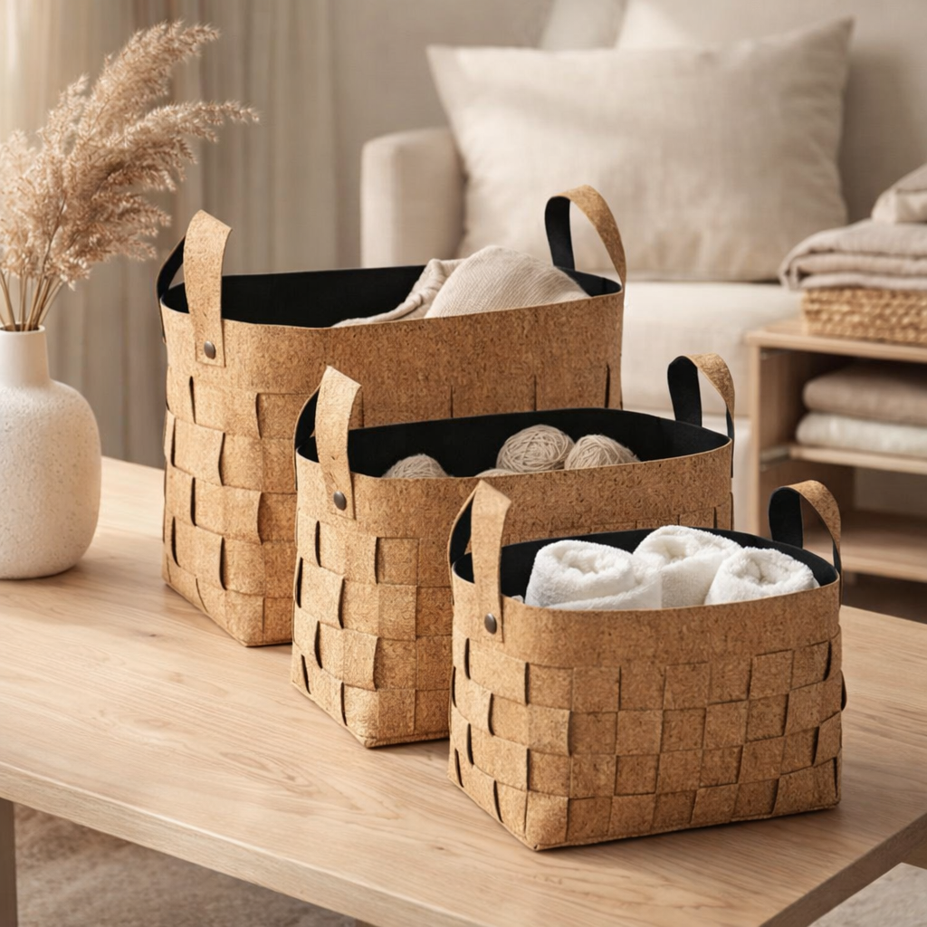 Ensemble de paniers de rangement Marron en situation