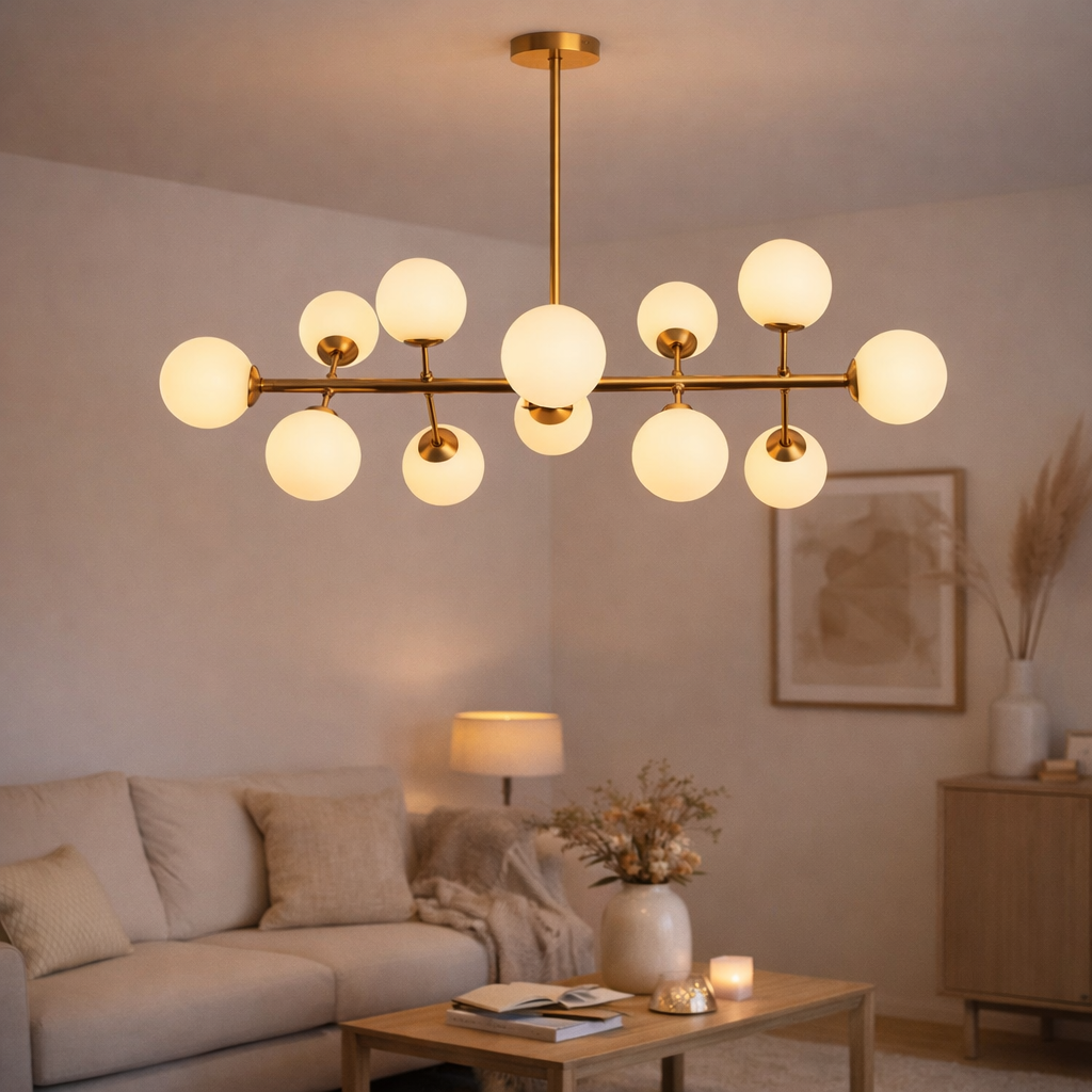 Lampe suspendue Ella Or Blanc en situation