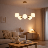 Lampe suspendue Gina Or Blanc 6 Lumières en situation
