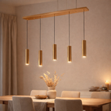 Tableau à manger du cylindre de lampe suspendue 5 | Doré en situation