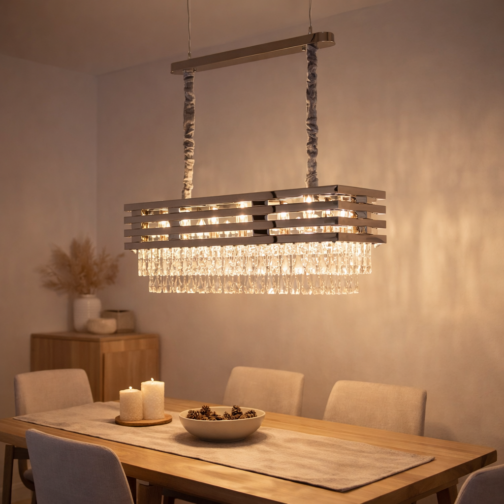 Hanglamp Crystal Chrome | 80x30cm en situation