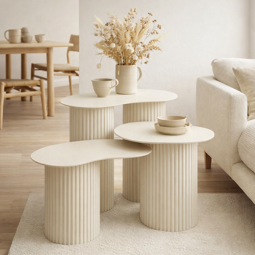 Table d'appoint Lux Blanc cassé en situation