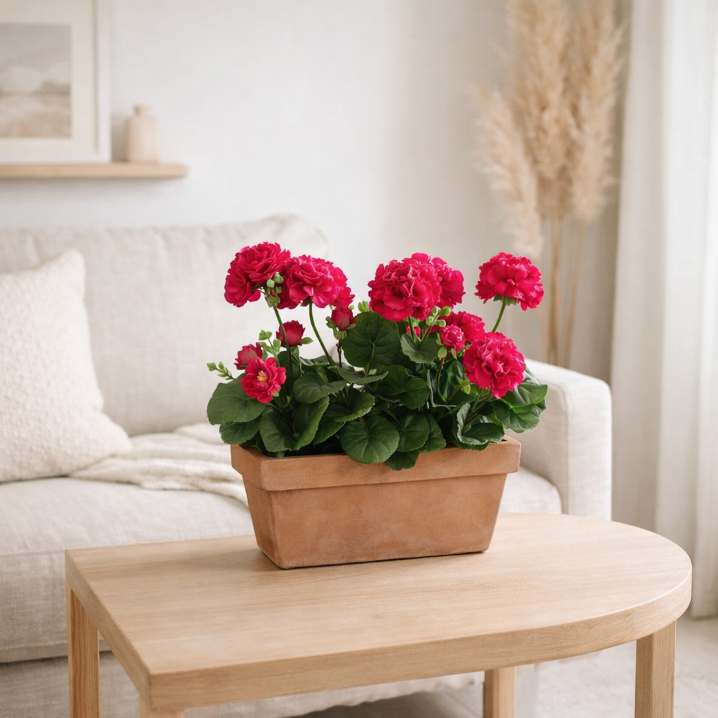Plante artificielle Géranium Rose foncé en situation