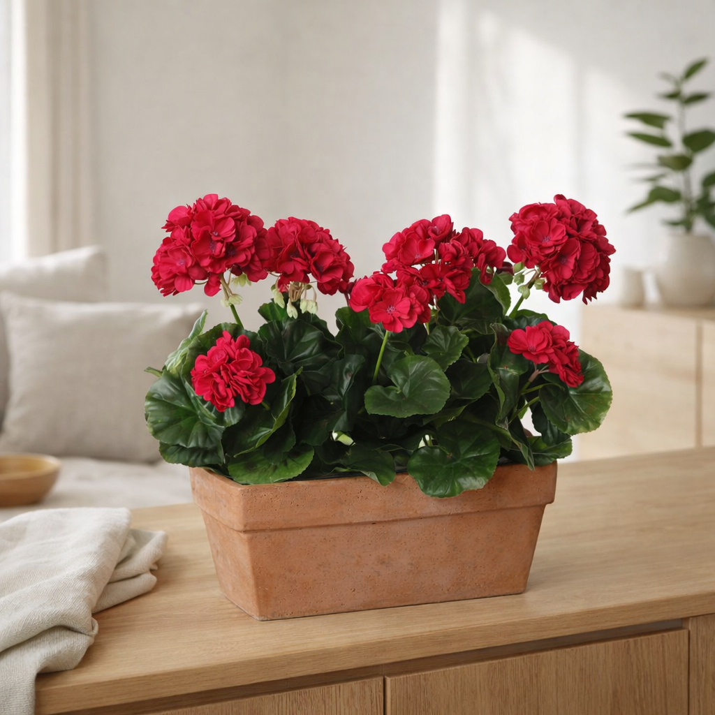 Plante artificielle Géranium Rose foncé en situation