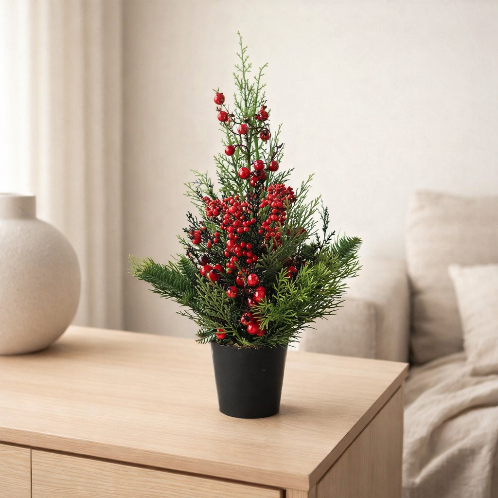 Sapin de Noël artificiel Rouge en situation
