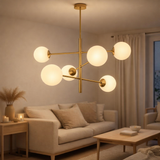 Lampe suspendue Népal Or Blanc 6 Lumières en situation