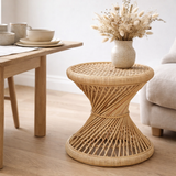 Table d'appoint en rotin | Table basse | Table basse ronde LUHU Ø45 cm Beige en situation