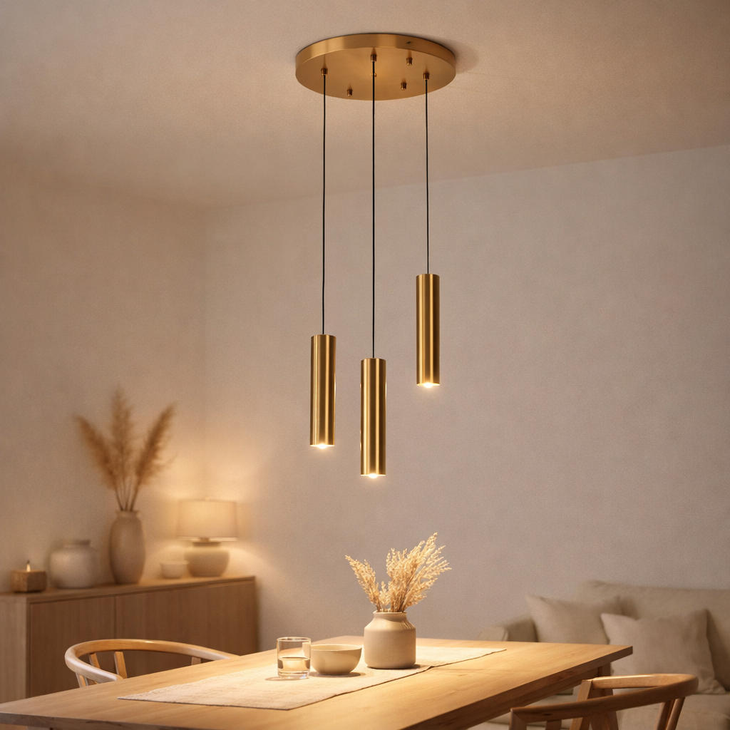Cylindre de lampe suspendue 3 | Doré en situation