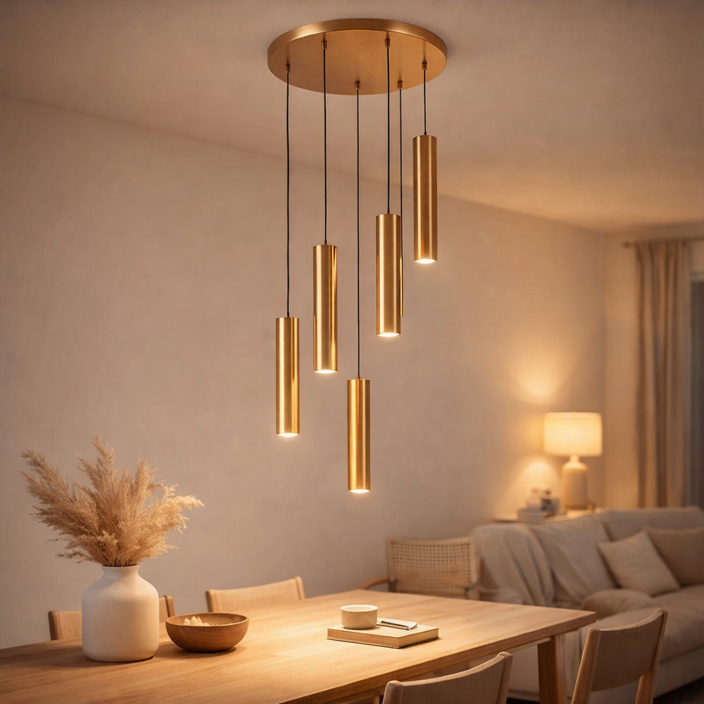 Cylindre de lampe suspendue 5 | Doré en situation
