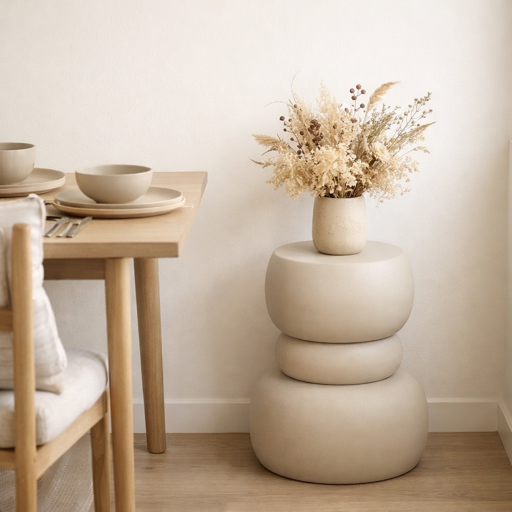 Table d'appoint Zea Blanc cassé en situation