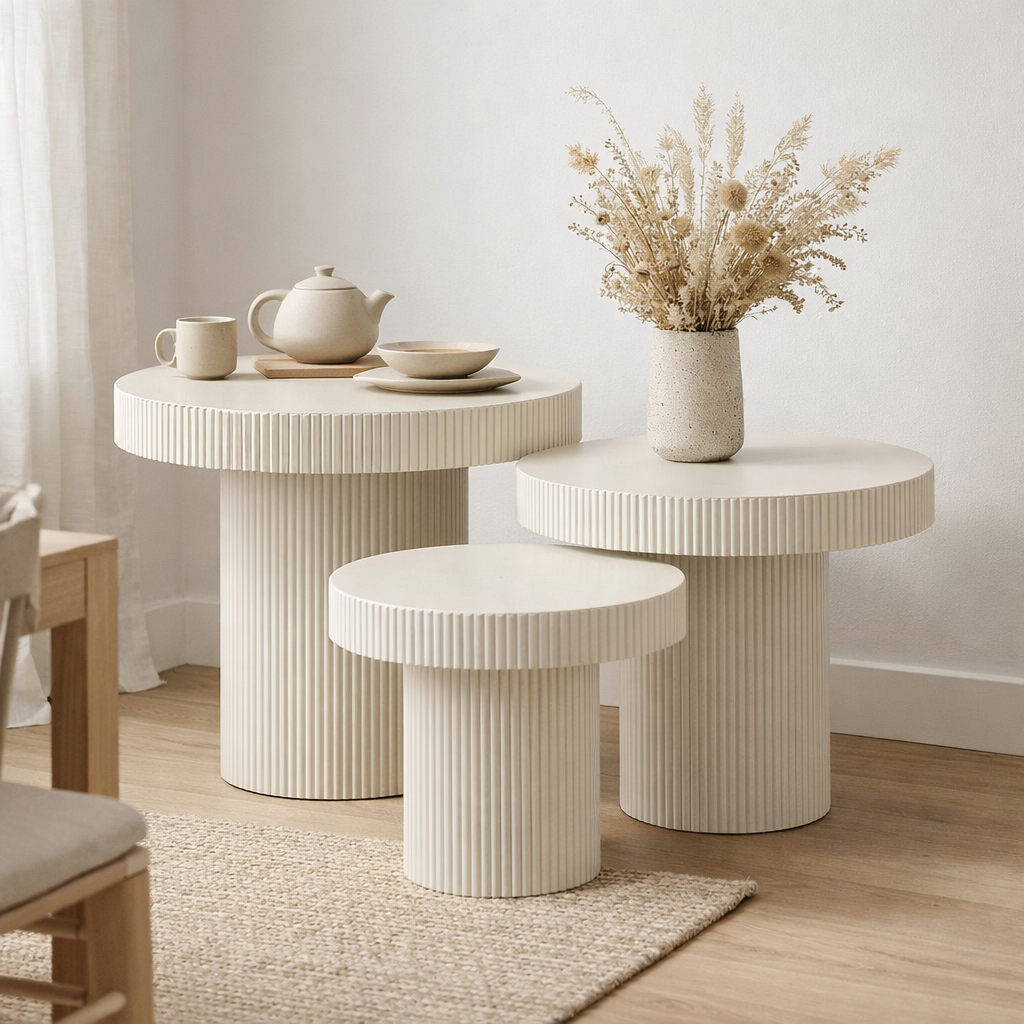 Table d'appoint Lux Blanc cassé en situation
