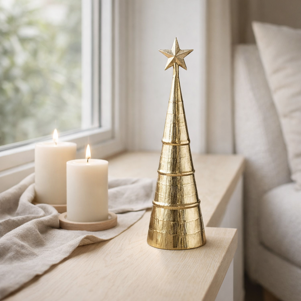 Sapin de Noël décoratif Or en situation