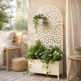 Support pour plantes extérieur Sapri Blanc cassé en situation