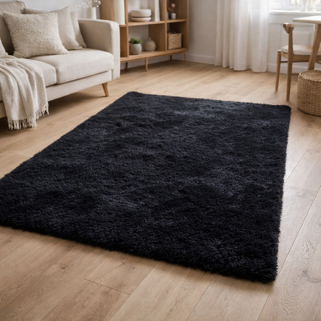 Tapis Moelleux Noir 160x230CM en situation