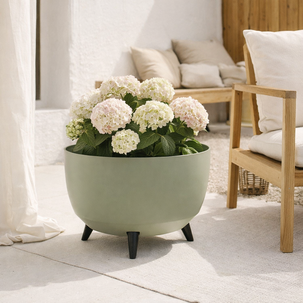 Jardinière d'extérieur Doppio Vert clair en situation