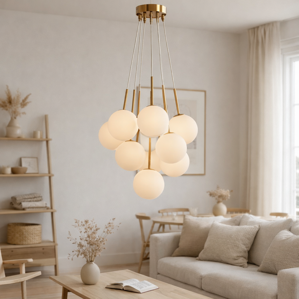 Suspension Luna Blanc Or en situation