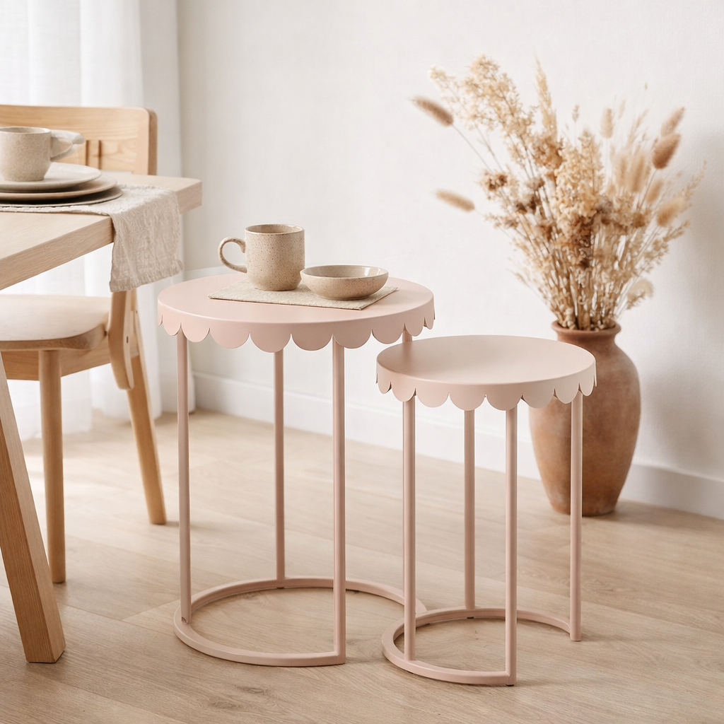 Ensemble de tables d'appoint Lara Rose Clair en situation