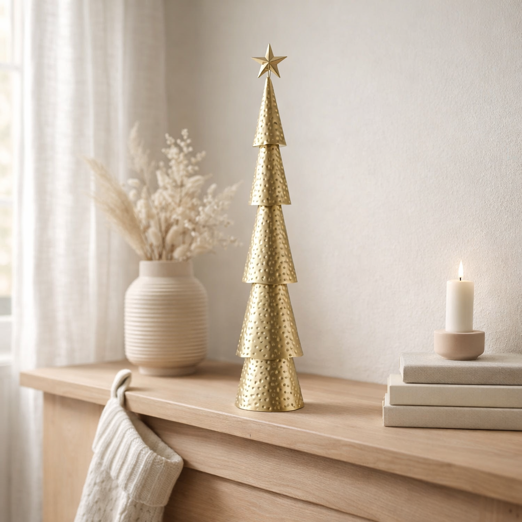 Sapin de Noël décoratif Or en situation