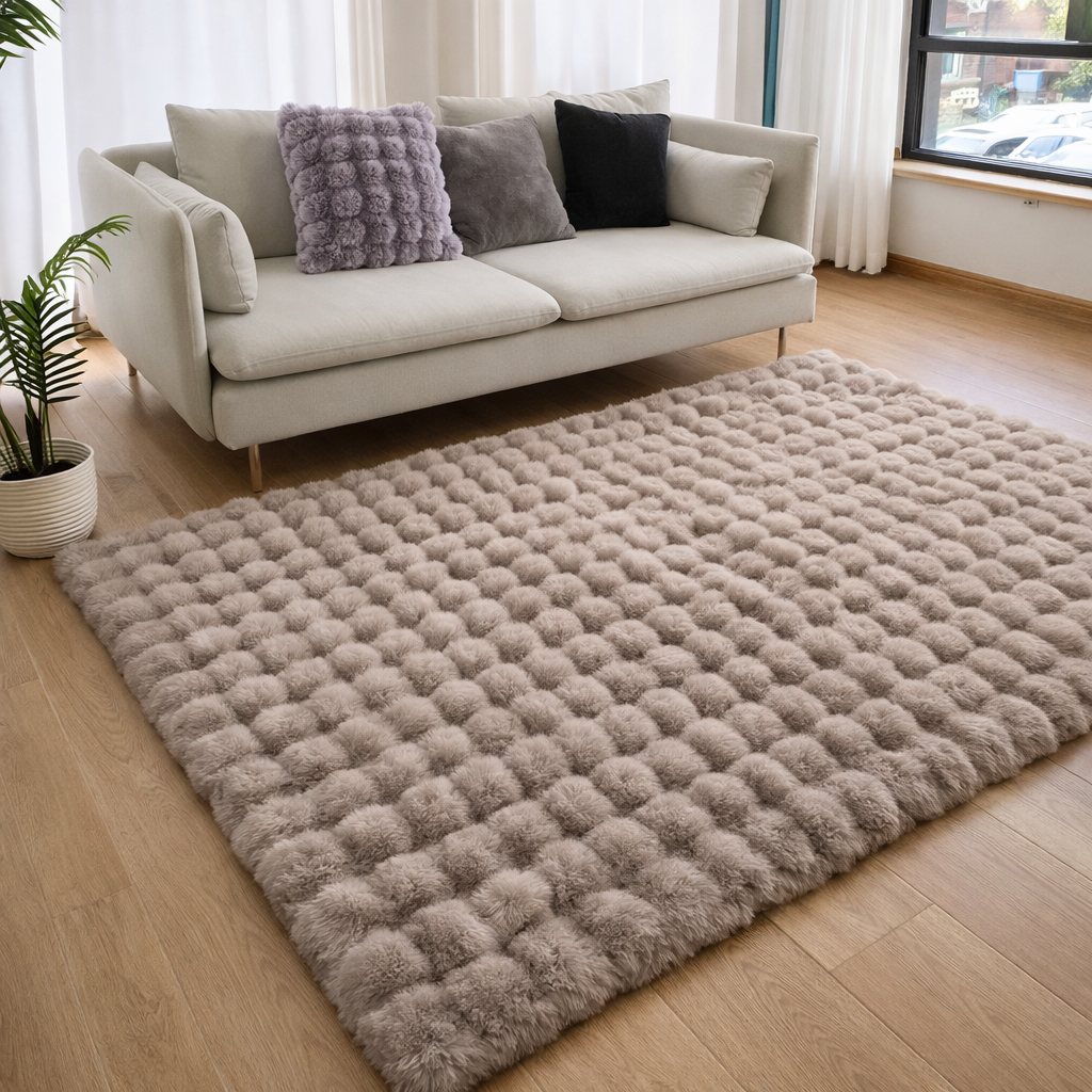 Tapis Moelleux 3D Taupe 160x230CM en situation