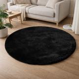 Tapis Moelleux Rond Noir 160x160CM en situation