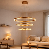 Lampe suspendue Neo Copper Gold | 3 ring 40 + 60 + 80 cm en situation