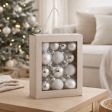 Set de boules de Noël Boules en verre Blanc en situation