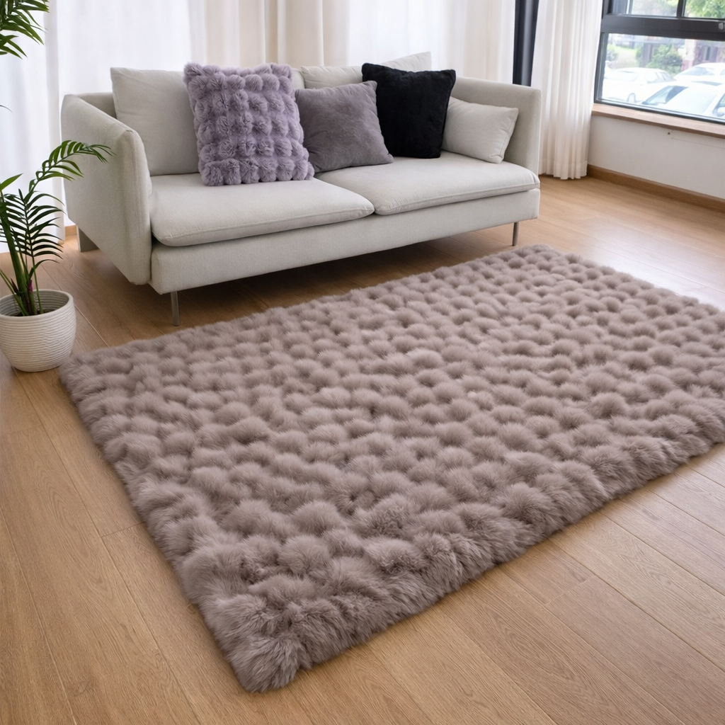 Tapis Moelleux 3D Taupe 80x150CM en situation
