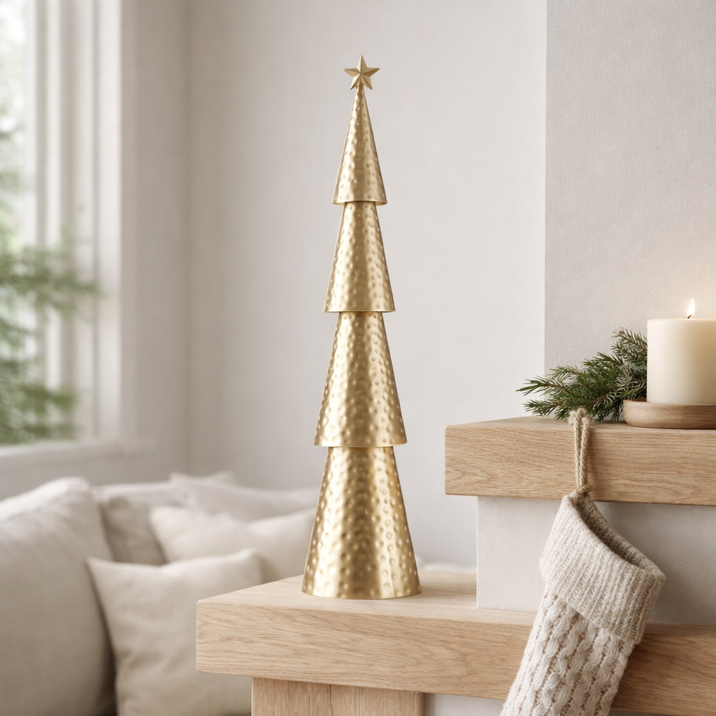 Sapin de Noël décoratif Or en situation