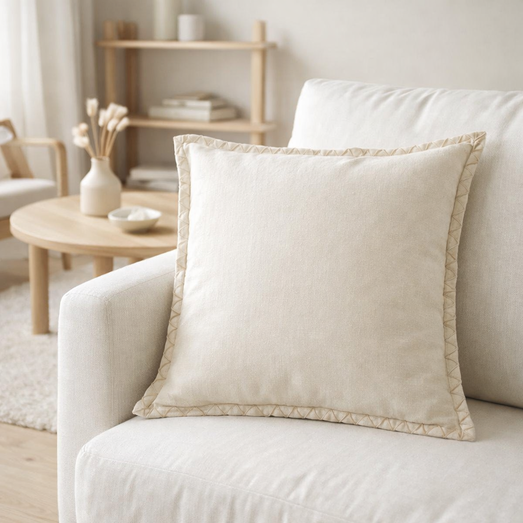 Coussin Nala Crème 45 x 45 en situation