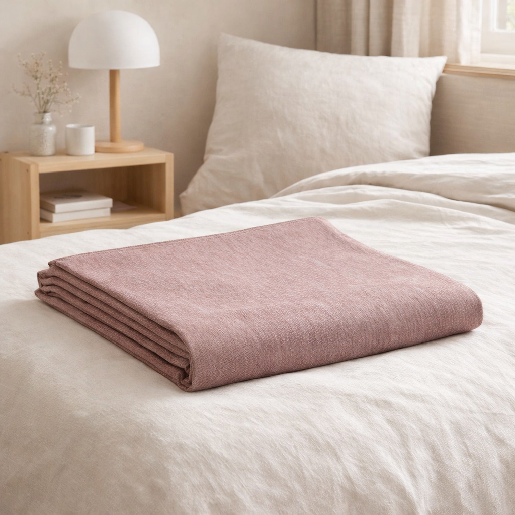 Drap plat Moony Lie de vin 240 x 300 en situation