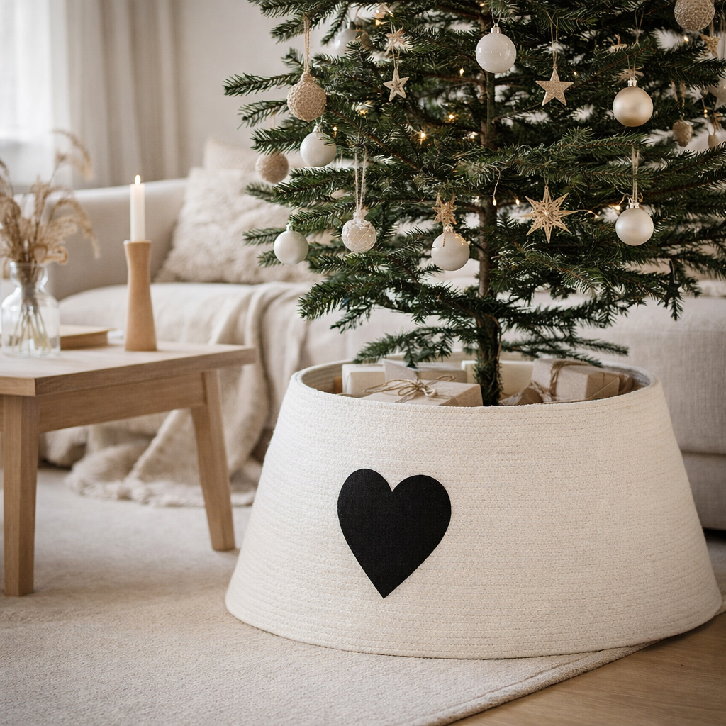 Jupe de sapin de Noël Blanc en situation