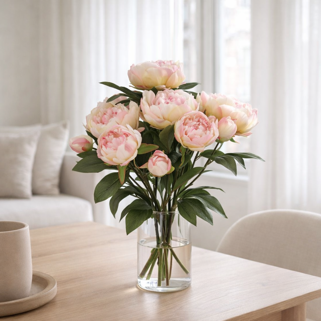 Bouquet de Pivoine Rose Clair en situation