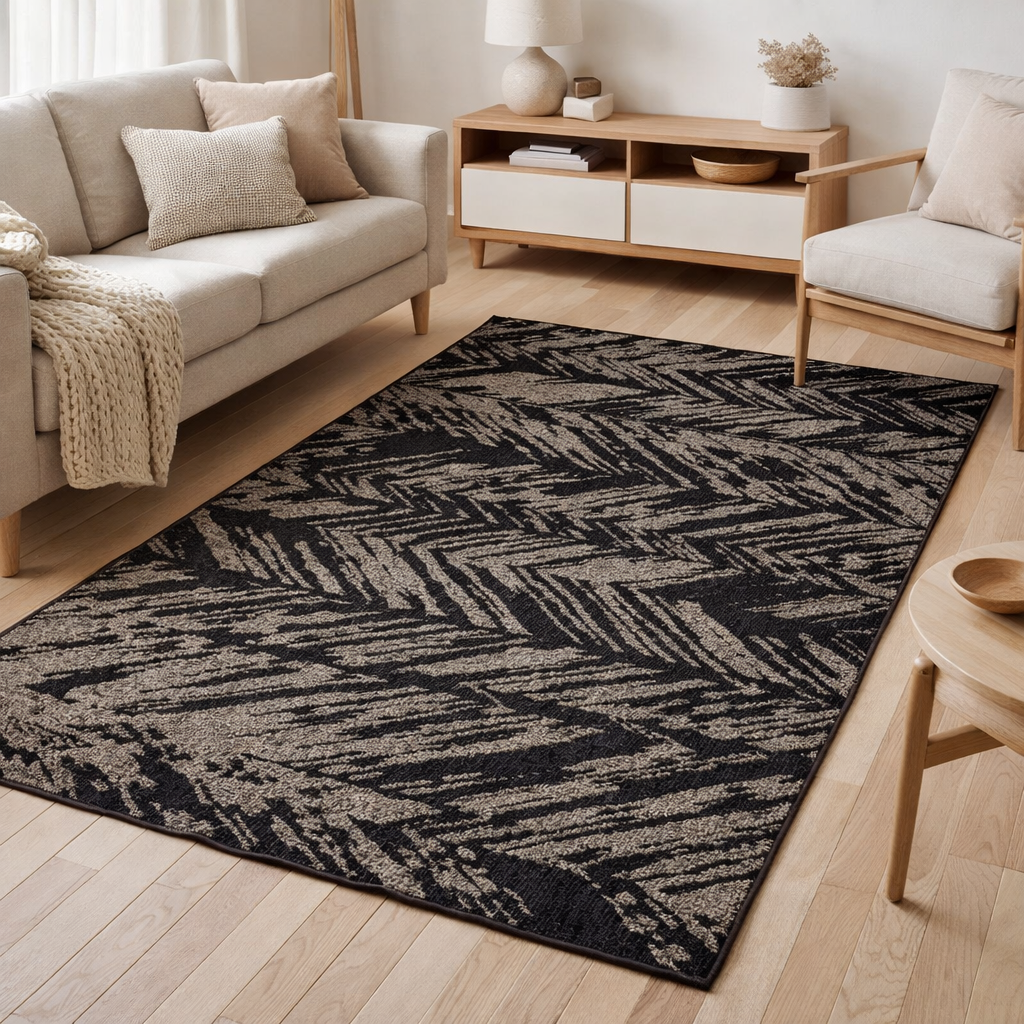 Tapis Evora Noir 160 x 230 en situation