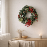 Couronne de Noël Harvey Rouge en situation