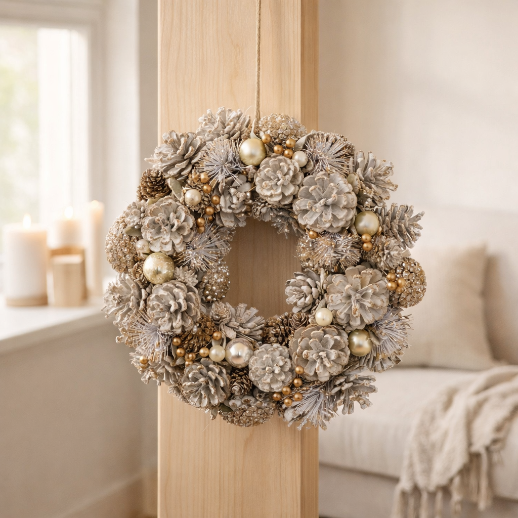 Couronne de Noël Hanley Blanc en situation