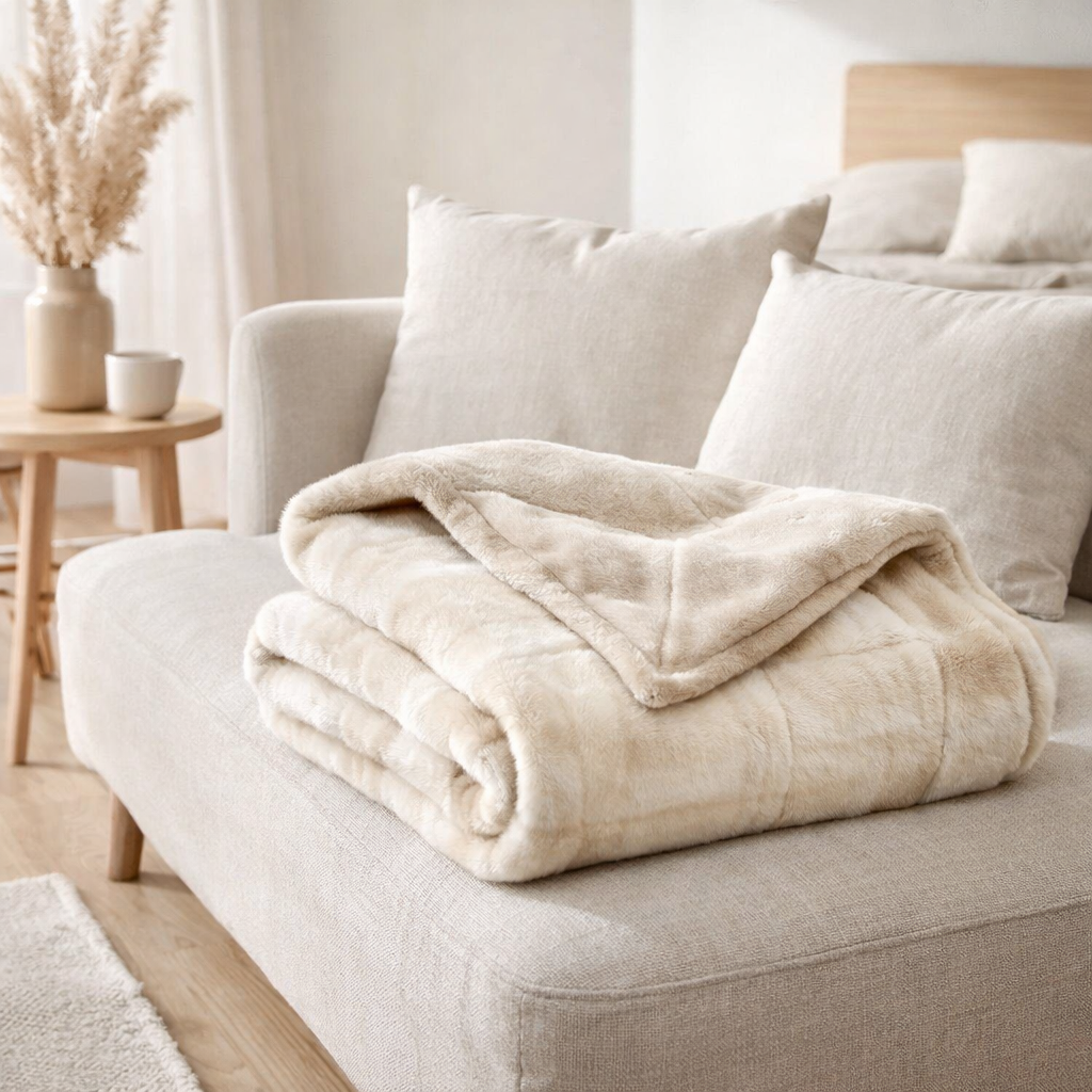 Plaid Luba Sable 140 x 180 en situation
