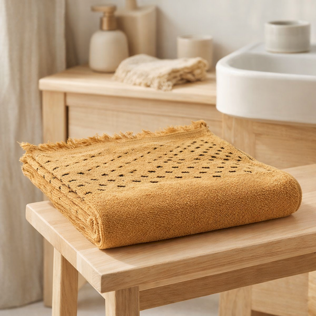 Serviette de toilette Julia Bronze 50 x 100 en situation
