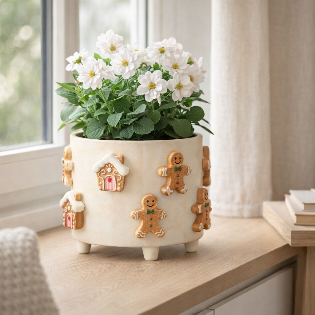 Pot de fleurs à l'intérieur Blanc cassé en situation