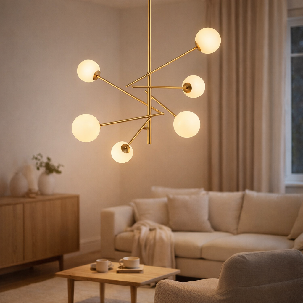 Lampe à suspension Diana Or Blanc en situation