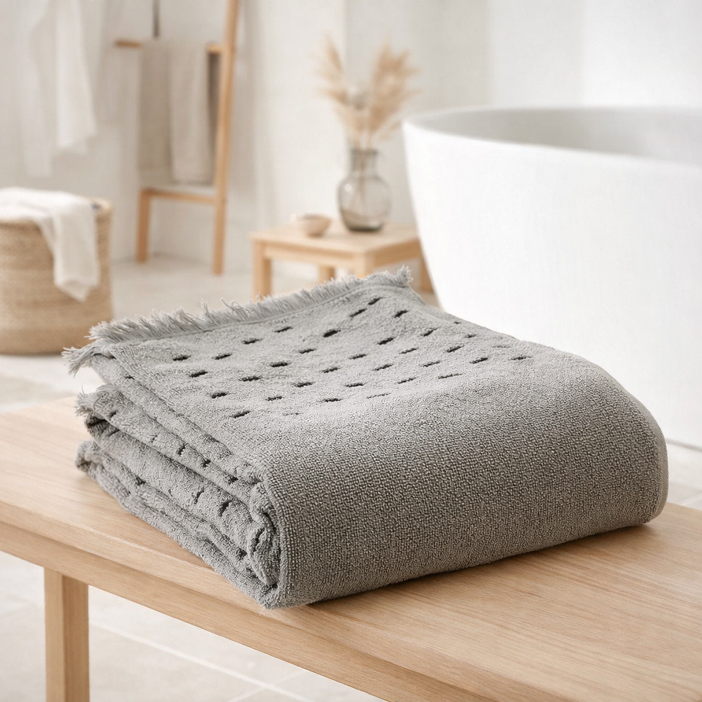 Drap de bain Julia Gris 90 x 150 en situation
