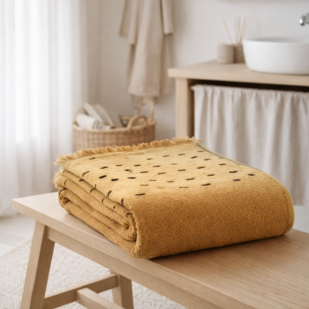 Drap de bain Julia Bronze 90 x 150 en situation