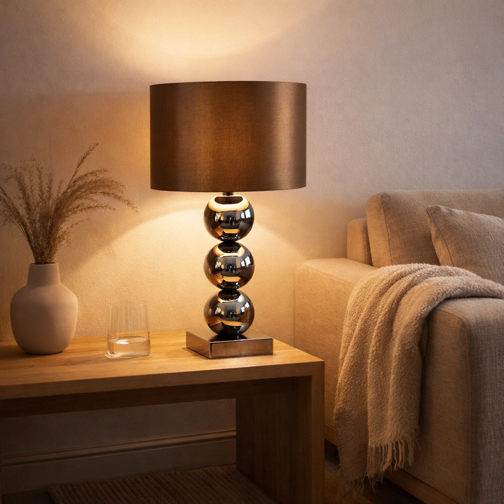 Lampe globe Base bloc Sépia en situation