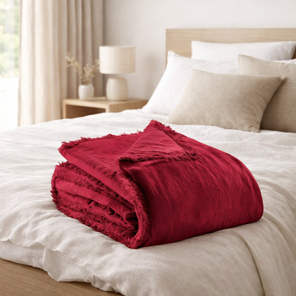 Jeté uni Fara Rubis 260 x 260 en situation