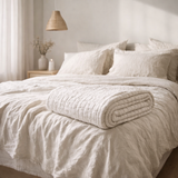 Couvre-lit stonewashed Swami Blanc 240 x 260 en situation