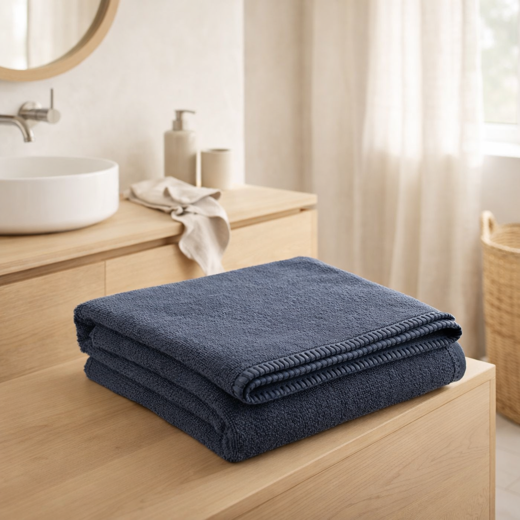 Drap de bain Bora Encre 90 x 150 en situation