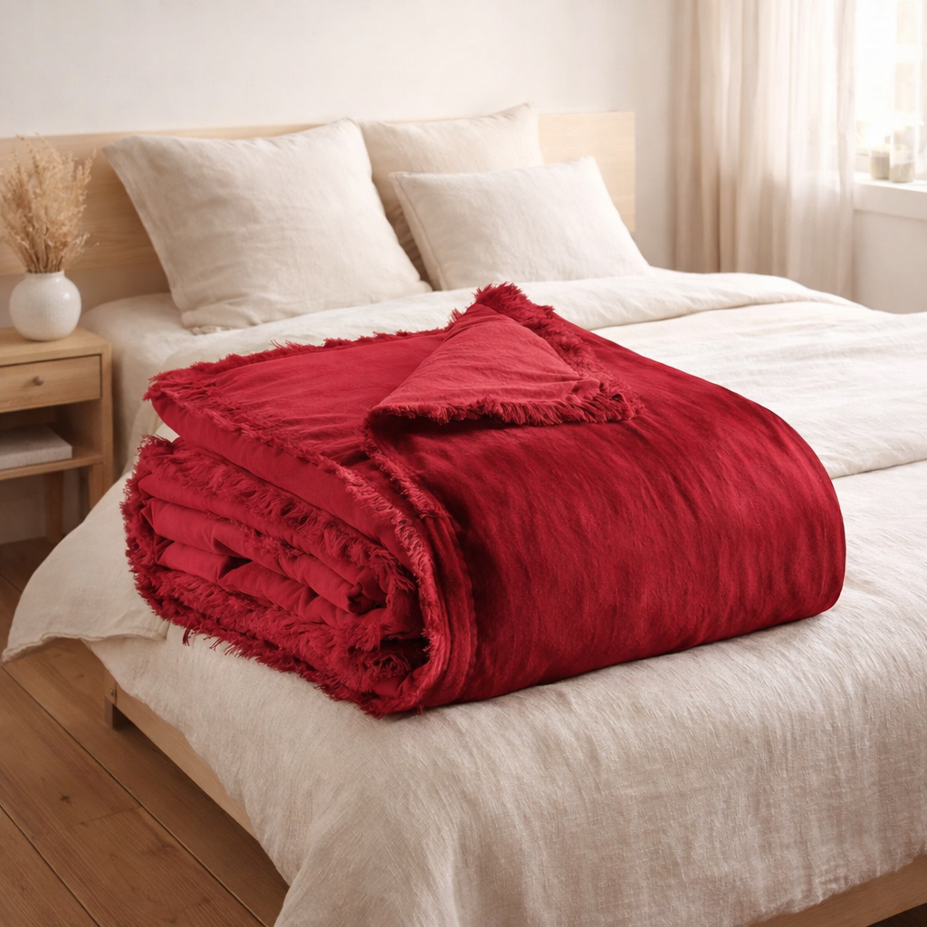 Jeté uni Fara Rubis 240 x 260 en situation