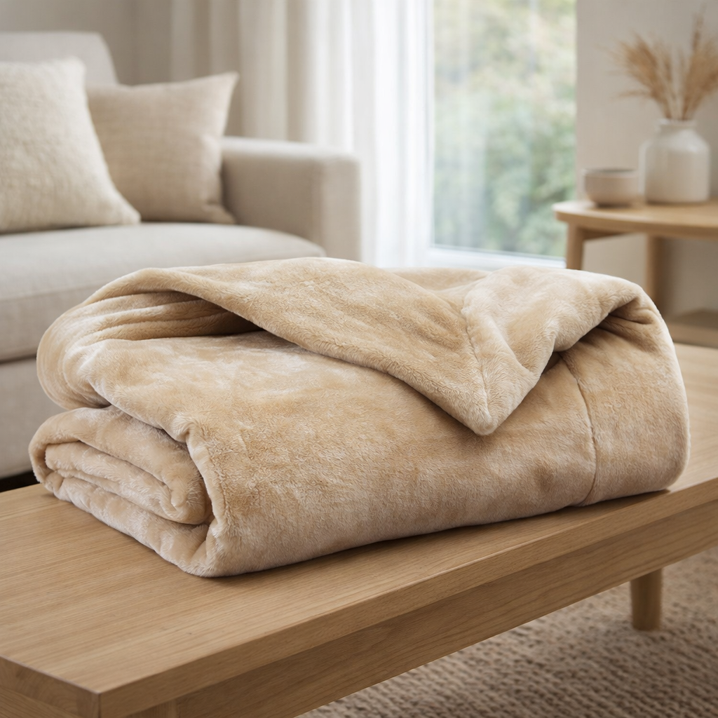 Plaid Tender Grège 150 x 200 en situation