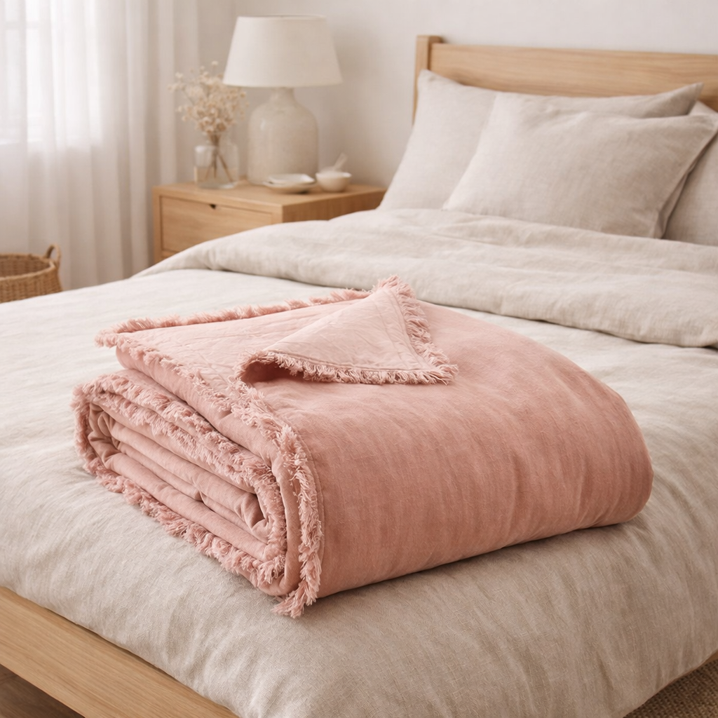 Édredon Fara Pink 85 x 200 en situation
