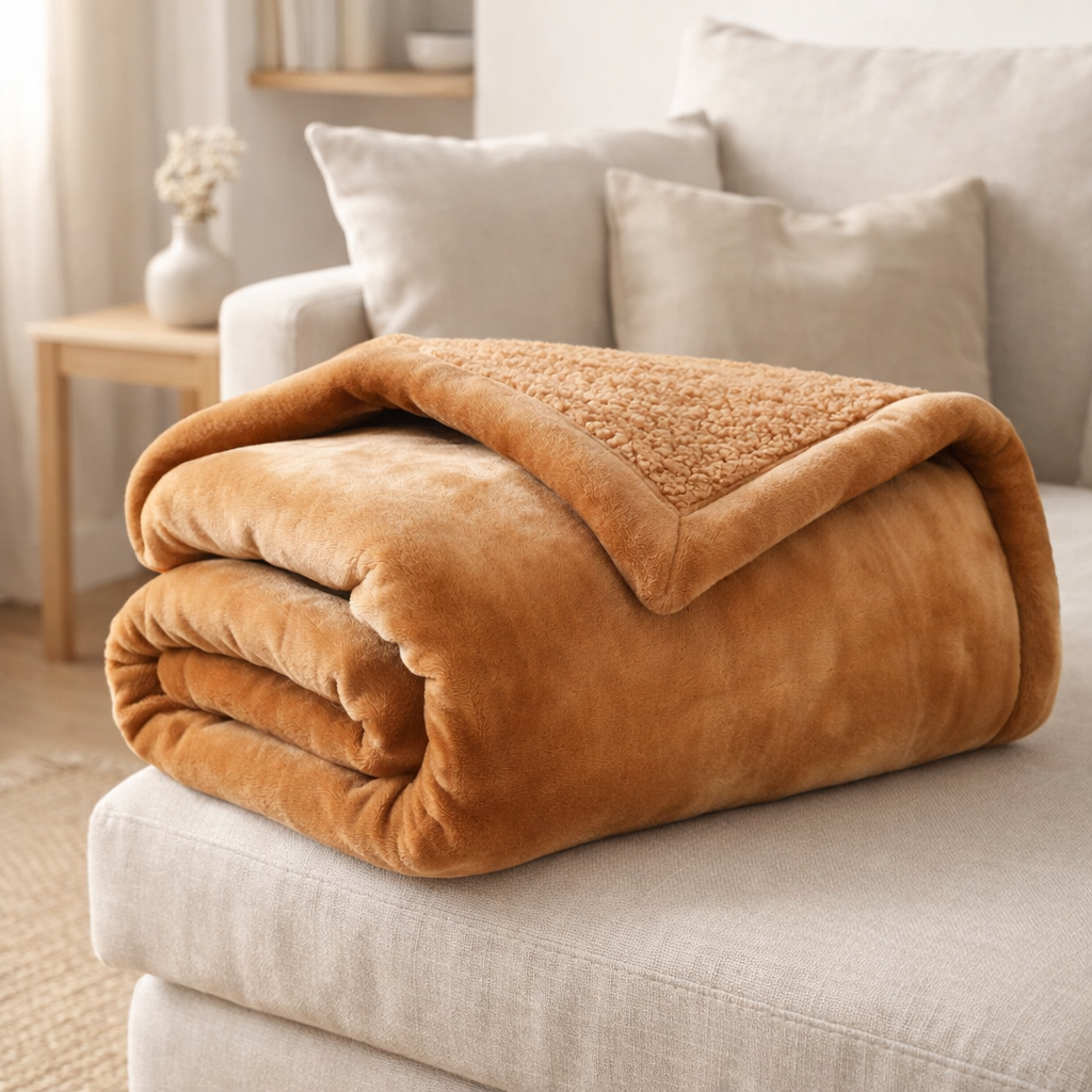 Plaid Michka Bronze 130 x 160 en situation